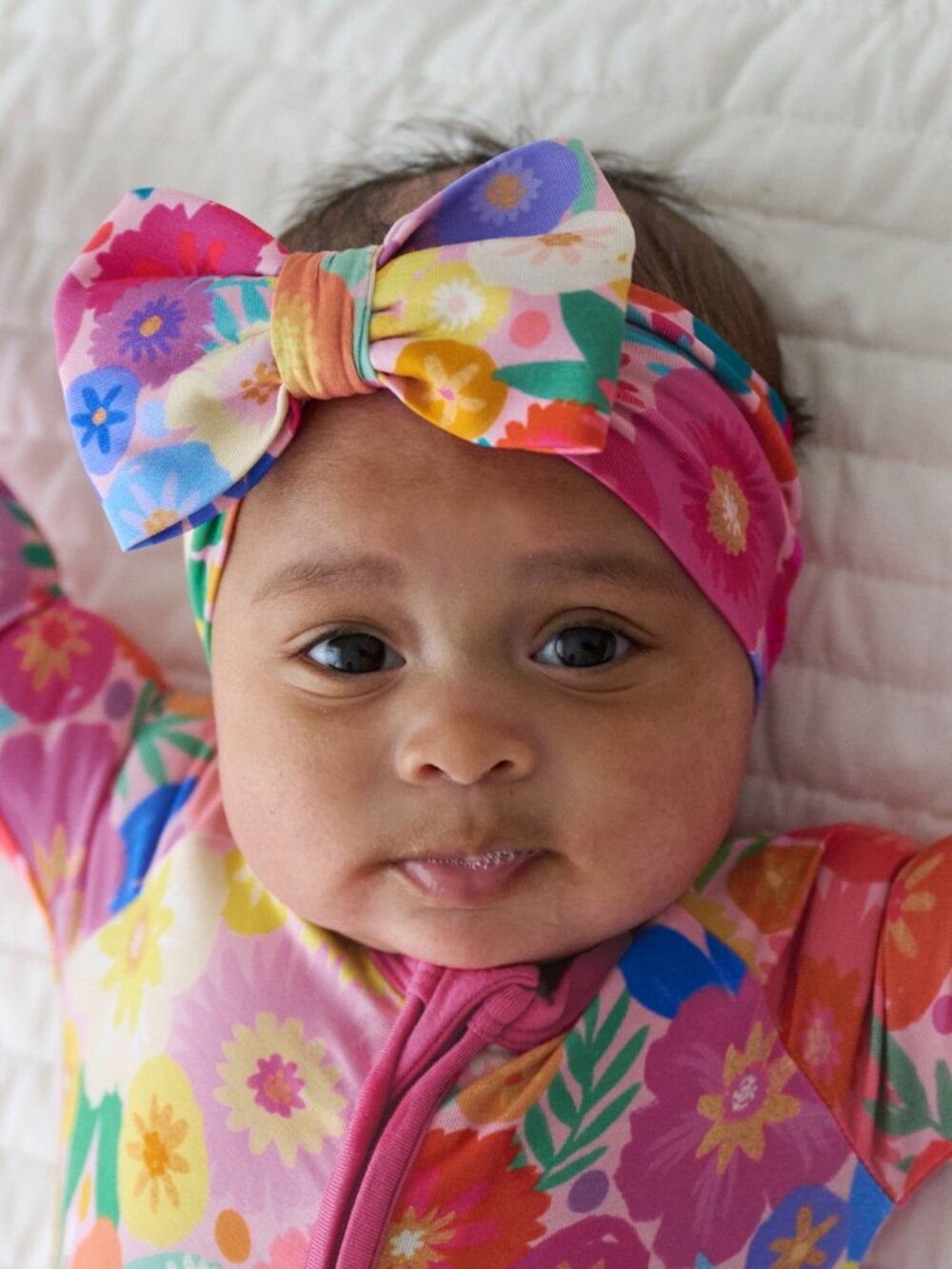 NIB Little Sleepies Rainbow Blooms Luxe Bow Headband Newborn - 3T